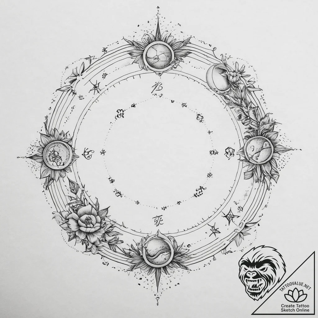 Tattoo sketch a full sleeve concept of the en... - tattoo sketch (№1754476254_0, 06.08.2025 10:30) — tattoovalue.net