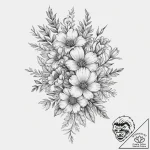 Tattoo design a bouquet of birth flowers for… – tattoo sketch (№1754476660_0, 06.08.2025 10:37) — tattoovalue.net