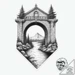 Troll under a bridge, tattoo line art, on a c… – tattoo sketch (№1754477063_0, 06.08.2025 10:44) — tattoovalue.net