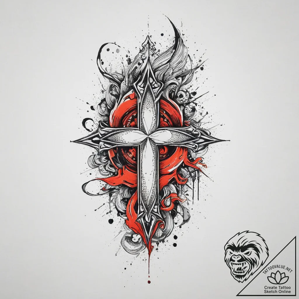 Tattoo sketch a powerful, abstract flame., co... - tattoo sketch (№1754477266_0, 06.08.2025 10:47) — tattoovalue.net