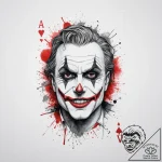The joker’s playing card, tattoo drawing outl… – tattoo sketch (№1754478677_0, 06.08.2025 11:11) — tattoovalue.net