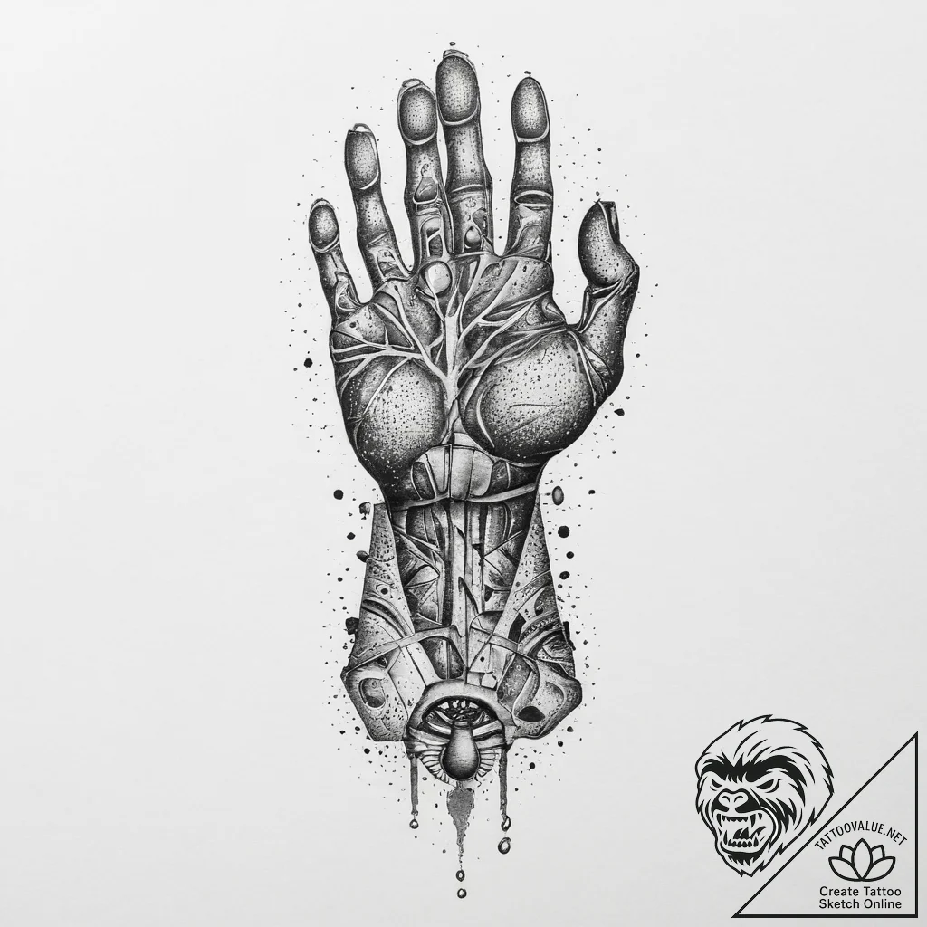 Tattoo sketch exposed muscle fibers or bone,... - tattoo sketch (№1754479283_0, 06.08.2025 11:21) — tattoovalue.net