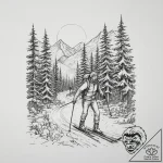 A person cross-country skiing through a silen… – tattoo sketch (№1754479886_0, 06.08.2025 11:31) — tattoovalue.net
