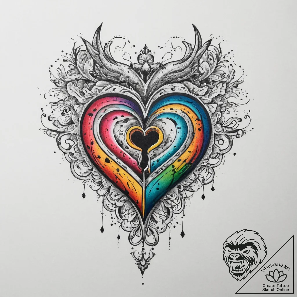 Tattoo sketch a heart with a keyhole, and a s... - tattoo sketch (№1754480087_0, 06.08.2025 11:34) — tattoovalue.net