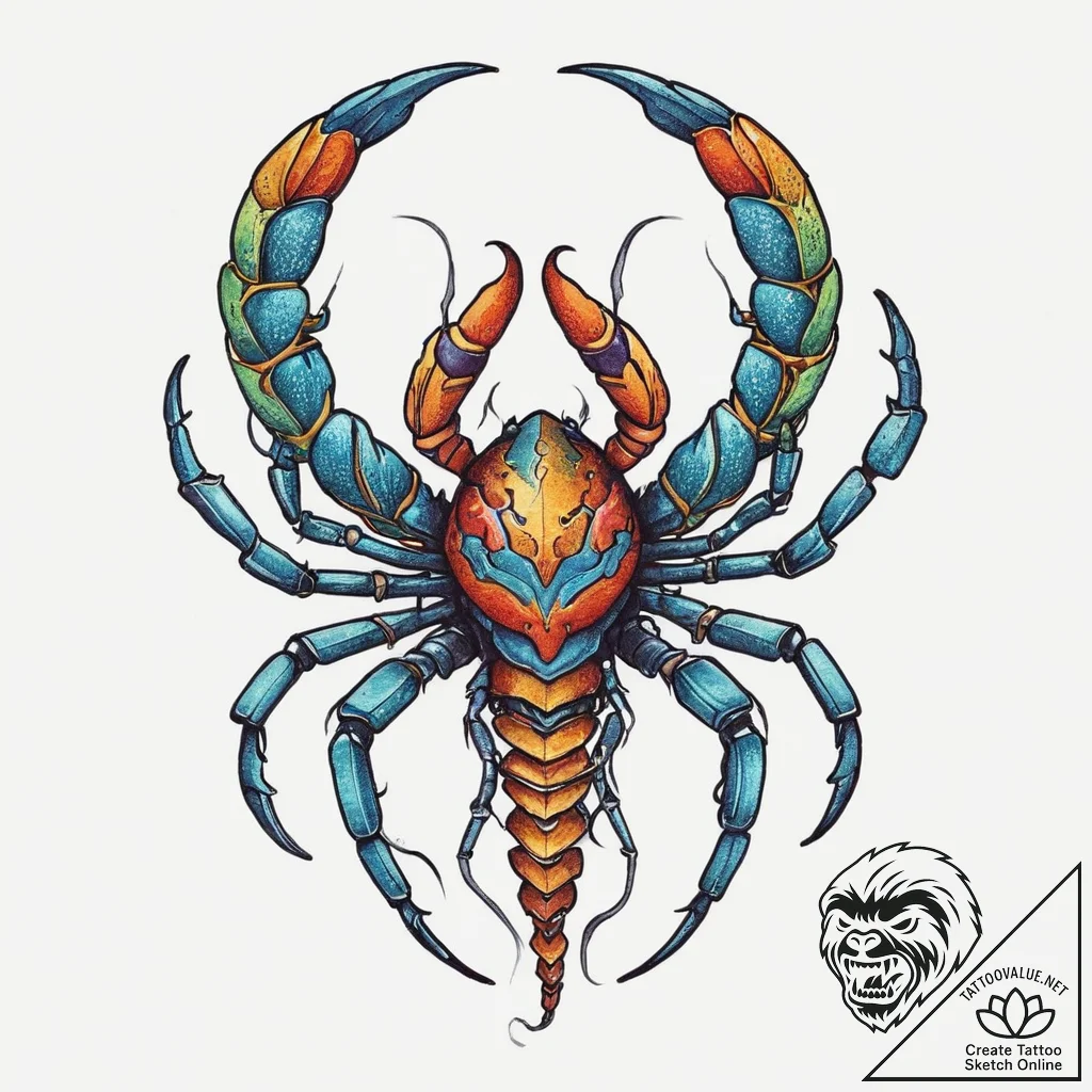 Tattoo design a sharp scorpio scorpion, its t... - tattoo sketch (№1754482539_0, 06.08.2025 12:15) — tattoovalue.net
