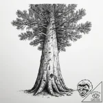 A close-up of the textured bark of a giant se… – tattoo sketch (№1754482945_0, 06.08.2025 12:22) — tattoovalue.net