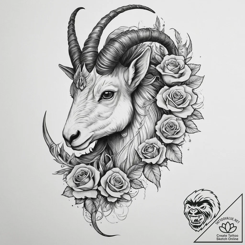 Tattoo design a capricorn goat-fish whose tai... - tattoo sketch (№1754483153_0, 06.08.2025 12:25) — tattoovalue.net