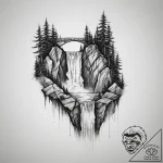 Tattoo design a powerful waterfall, constant… – tattoo sketch (№1754484176_0, 06.08.2025 12:42) — tattoovalue.net