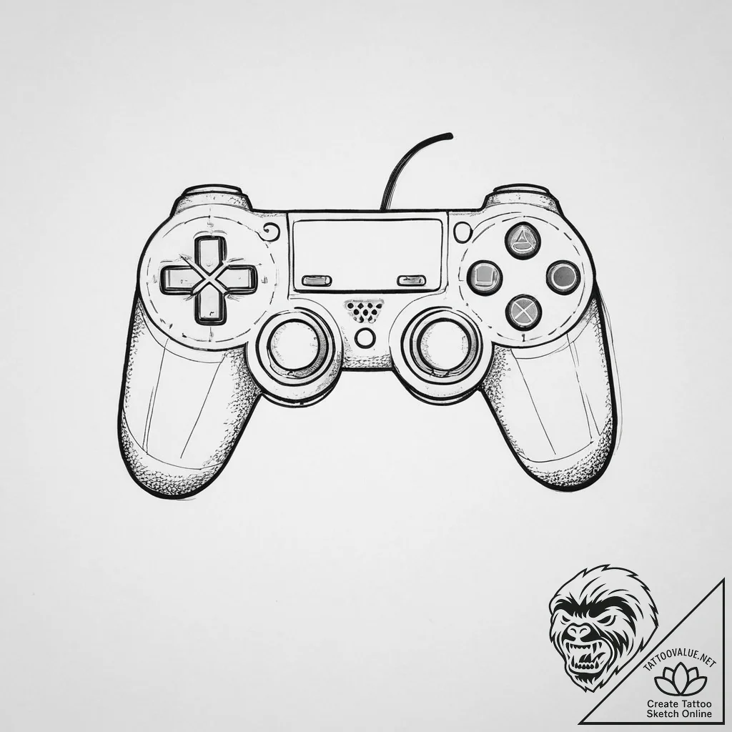 Tattoo sketch a classic game controller split... - tattoo sketch (№1754484379_0, 06.08.2025 12:46) — tattoovalue.net