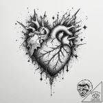 Tattoo sketch a deconstructed heart, showing… – tattoo sketch (№1754485799_0, 06.08.2025 13:09) — tattoovalue.net