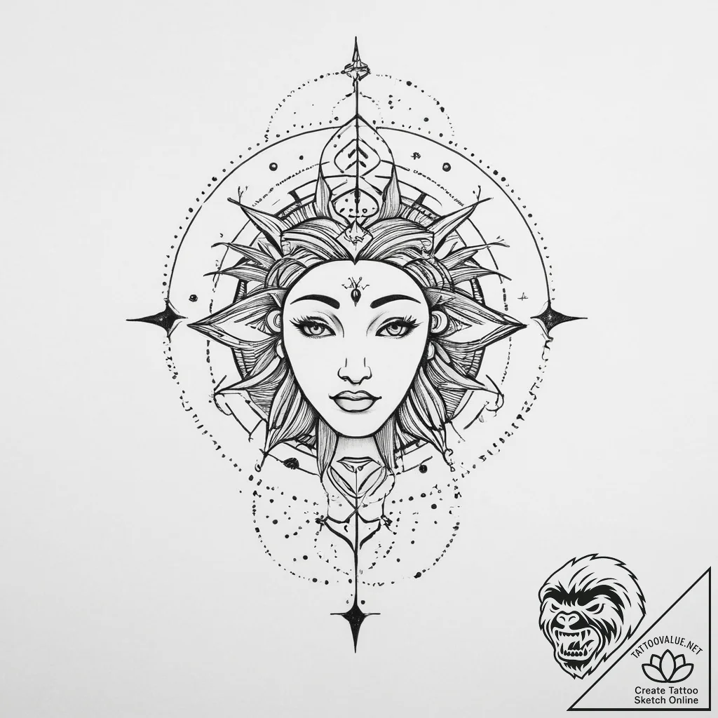 Tattoo sketch a zodiac symbol with a tiny, ab... - tattoo sketch (№1754486004_0, 06.08.2025 13:13) — tattoovalue.net