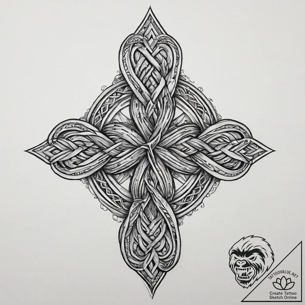 Tattoo design a stylized 'family' knot from v... - tattoo sketch (№1754486205_0, 06.08.2025 13:16) — tattoovalue.net