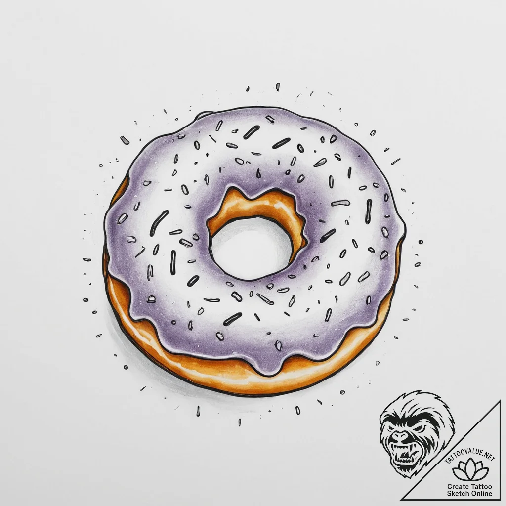 Donut - tattoo sketch (№1754486410_0, 06.08.2025 13:20) — tattoovalue.net