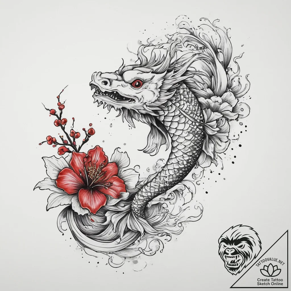 Tattoo design a floral arrangement forming th... - tattoo sketch (№1754488047_0, 06.08.2025 13:47) — tattoovalue.net