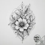 Tattoo design a delicate flower with roots in… – tattoo sketch (№1754489076_0, 06.08.2025 14:04) — tattoovalue.net