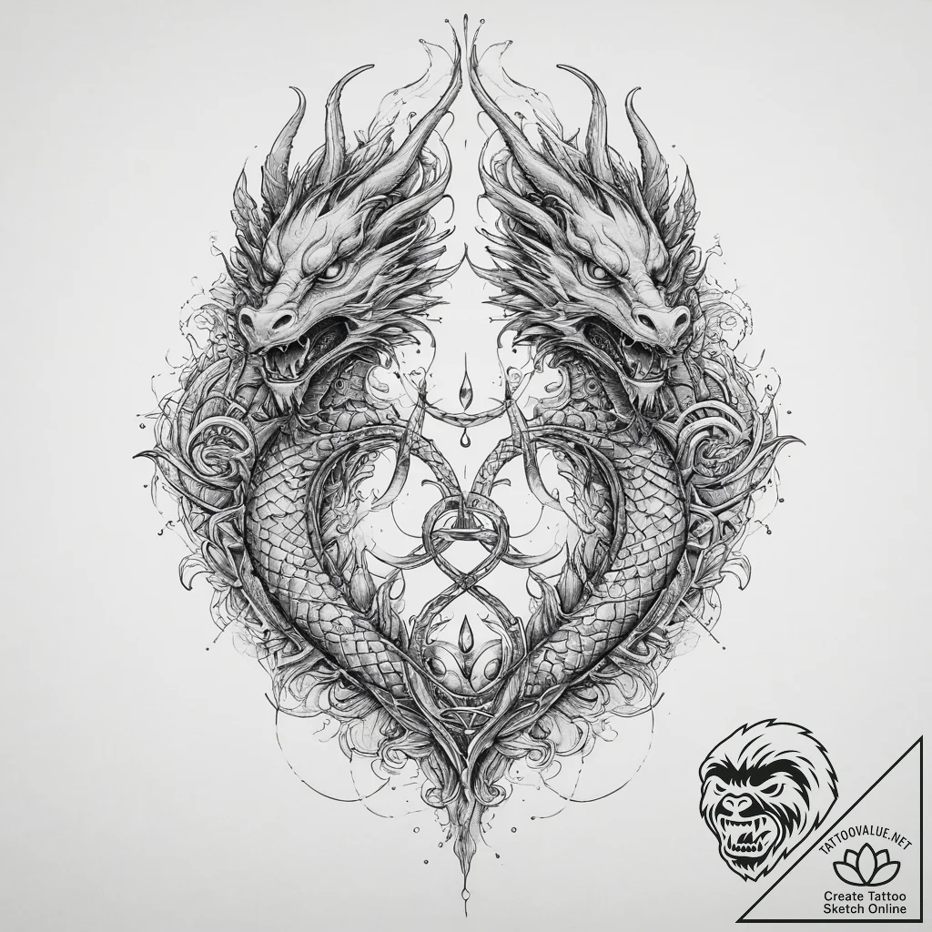 A powerful blackwork tattoo of the zmei goryn... - tattoo sketch (№1754489280_0, 06.08.2025 14:08) — tattoovalue.net