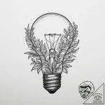 Lightbulb with a plant growing inside, tattoo… – tattoo sketch (№1754489490_0, 06.08.2025 14:11) — tattoovalue.net