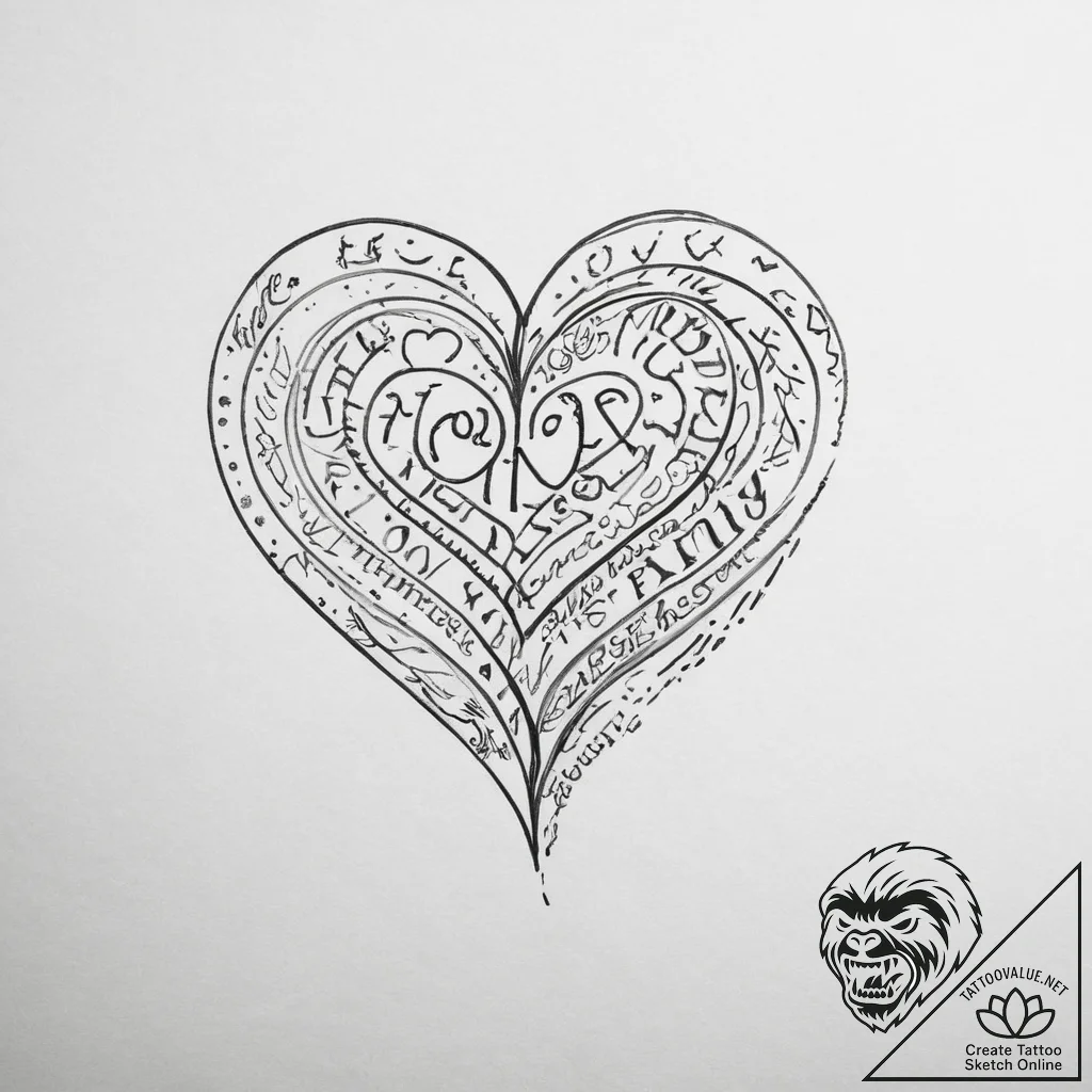Tattoo sketch a quote about love or family, s... - tattoo sketch (№1754490721_0, 06.08.2025 14:32) — tattoovalue.net