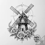 The interior of a working, historic windmill…. – tattoo sketch (№1754491131_0, 06.08.2025 14:38) — tattoovalue.net