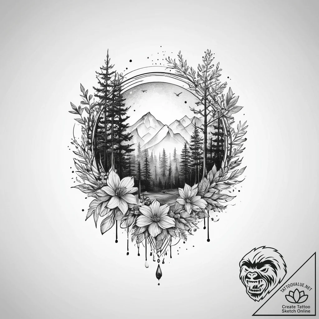 Tattoo sketch a subtle forest silhouette inco... - tattoo sketch (№1754491737_0, 06.08.2025 14:48) — tattoovalue.net