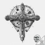 The millennium falcon blueprint, tattoo flash… – tattoo sketch (№1754491940_0, 06.08.2025 14:52) — tattoovalue.net