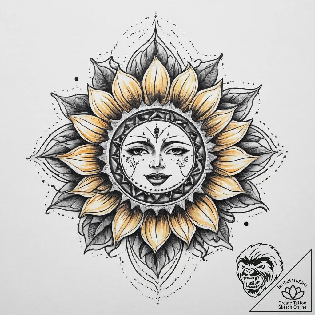 A tattoo design combining the symbol of dazhb... - tattoo sketch (№1754492351_0, 06.08.2025 14:59) — tattoovalue.net