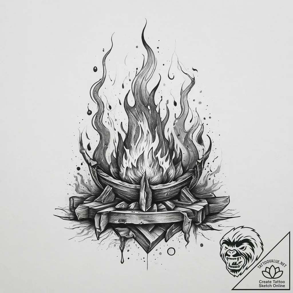 Tattoo sketch: a scene of svarog's forge, wit... - tattoo sketch (№1754492556_0, 06.08.2025 15:02) — tattoovalue.net