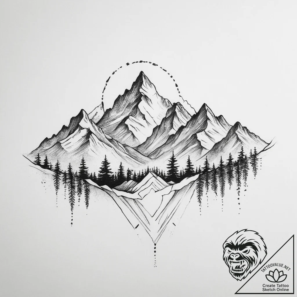 Mountains - tattoo sketch (№1754492969_0, 06.08.2025 15:09) — tattoovalue.net