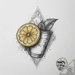 Tattoo design ‘lemon slice’ on one, ‘tea bag’… – tattoo sketch (№1754493380_0, 06.08.2025 15:16) — tattoovalue.net