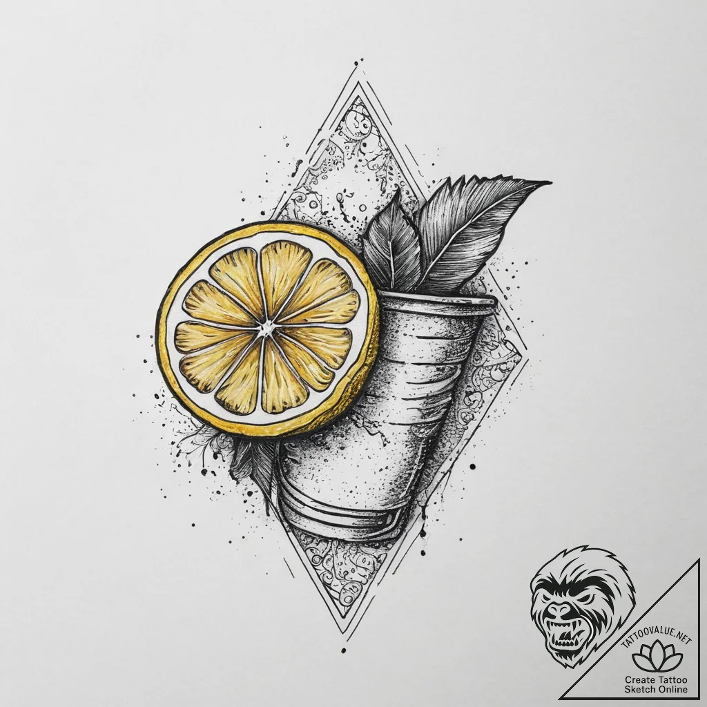 Tattoo design 'lemon slice' on one, 'tea bag'... - tattoo sketch (№1754493380_0, 06.08.2025 15:16) — tattoovalue.net