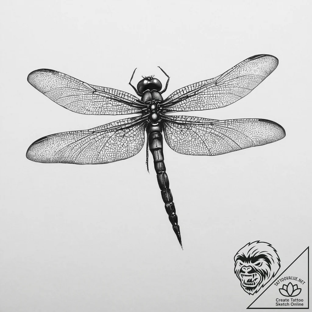 Dragonfly, tattoo sketch design, soft whip sh... - tattoo sketch (№1754494012_0, 06.08.2025 15:26) — tattoovalue.net