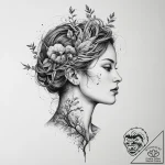 Tattoo sketch: a combination of a woman’s sil… – tattoo sketch (№1754495240_0, 06.08.2025 15:47) — tattoovalue.net