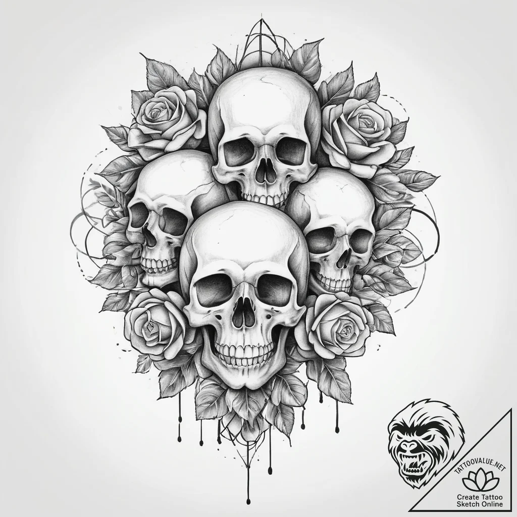 Apricot, concept art for tattoo, chicano tatt... - tattoo sketch (№1754495853_0, 06.08.2025 15:57) — tattoovalue.net