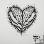 Tattoo design a heart made of two hands holdi… – tattoo sketch (№1754496055_0, 06.08.2025 16:00) — tattoovalue.net
