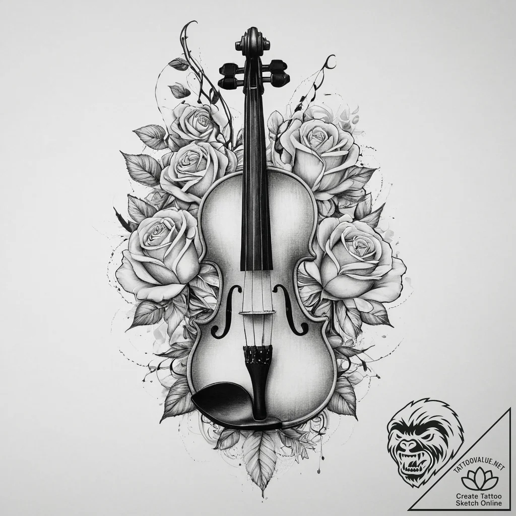 Tattoo sketch a classical musical instrument... - tattoo sketch (№1754497697_0, 06.08.2025 16:28) — tattoovalue.net
