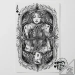A person performing a magic trick with a deck… – tattoo sketch (№1754498311_0, 06.08.2025 16:38) — tattoovalue.net