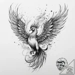 Tattoo sketch: a phoenix rising from flames,… – tattoo sketch (№1754498942_0, 06.08.2025 16:49) — tattoovalue.net