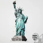 Statue of liberty, tattoo line art, vibrant c… – tattoo sketch (№1754499143_0, 06.08.2025 16:52) — tattoovalue.net