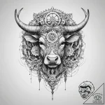 Tattoo design a taurus bull’s body made of in… – tattoo sketch (№1754500774_0, 06.08.2025 17:19) — tattoovalue.net