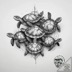 Tattoo design a turtle family, representing l… – tattoo sketch (№1754501390_0, 06.08.2025 17:29) — tattoovalue.net
