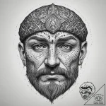 Tattoo design: a portrait of svarog, his face… – tattoo sketch (№1754502010_0, 06.08.2025 17:40) — tattoovalue.net