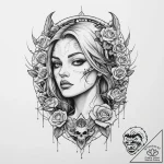 Cyberpunk valkyrie, artistic tattoo sketch, m… – tattoo sketch (№1754502625_0, 06.08.2025 17:50) — tattoovalue.net