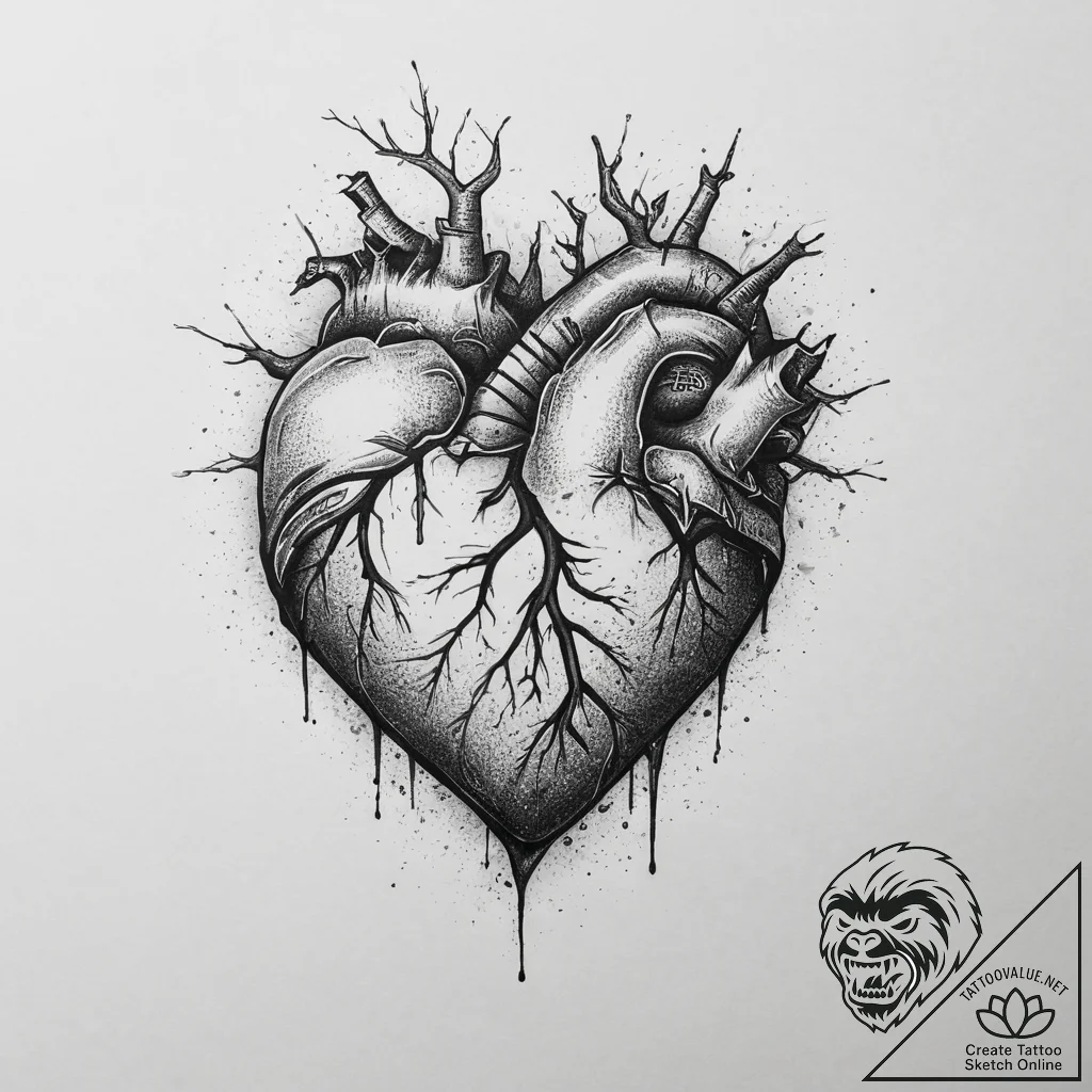 Tattoo design a hand drawing a heart on a mis... - tattoo sketch (№1754505281_0, 06.08.2025 18:34) — tattoovalue.net