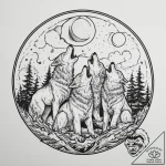 Tattoo design a wolf pack howling together un… – tattoo sketch (№1754507110_0, 06.08.2025 19:05) — tattoovalue.net