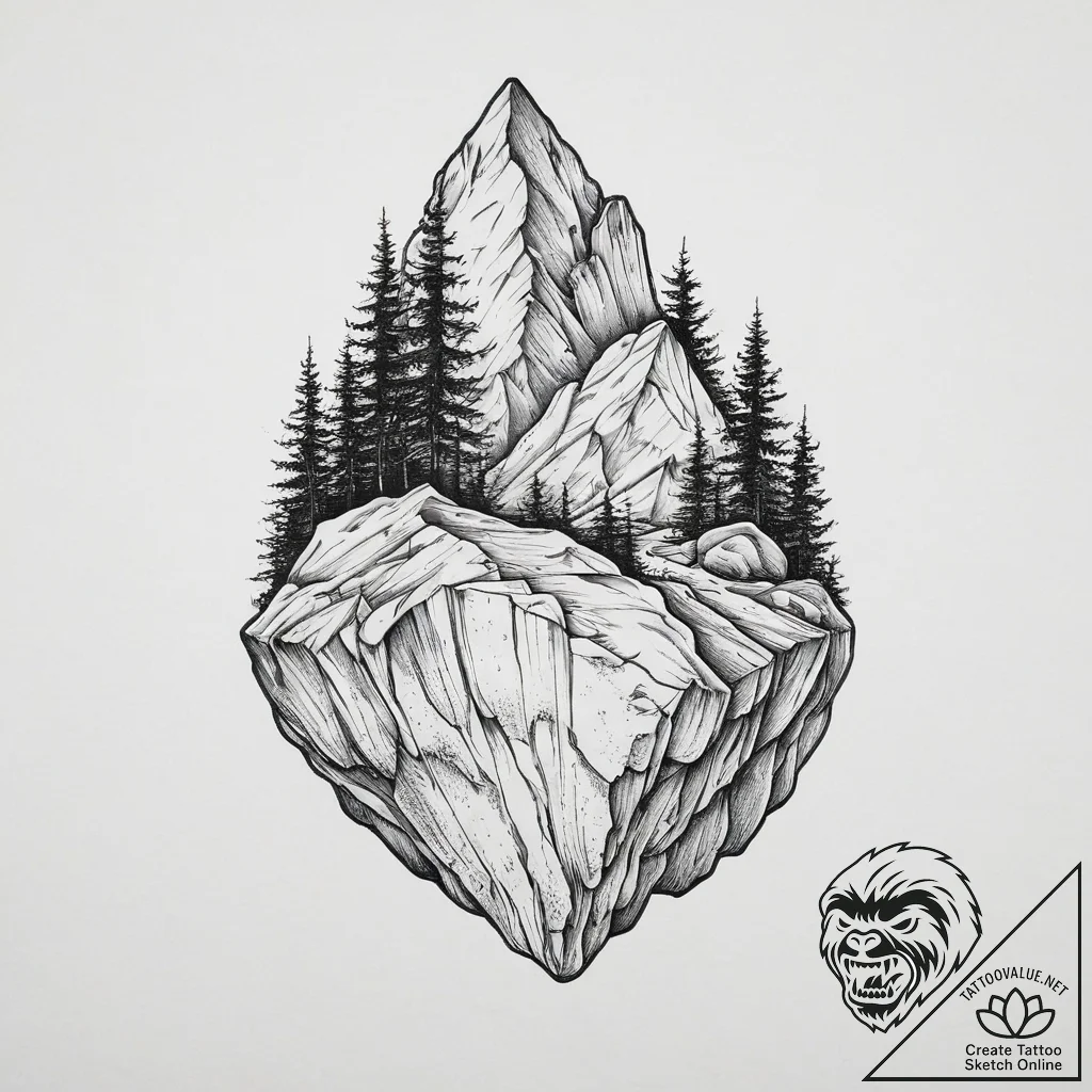 Tattoo sketch a solid, unyielding rock agains... - tattoo sketch (№1754508963_0, 06.08.2025 19:36) — tattoovalue.net