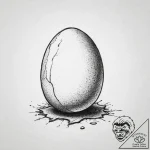 A simple, stark still life of a single egg on… – tattoo sketch (№1754509778_0, 06.08.2025 19:49) — tattoovalue.net