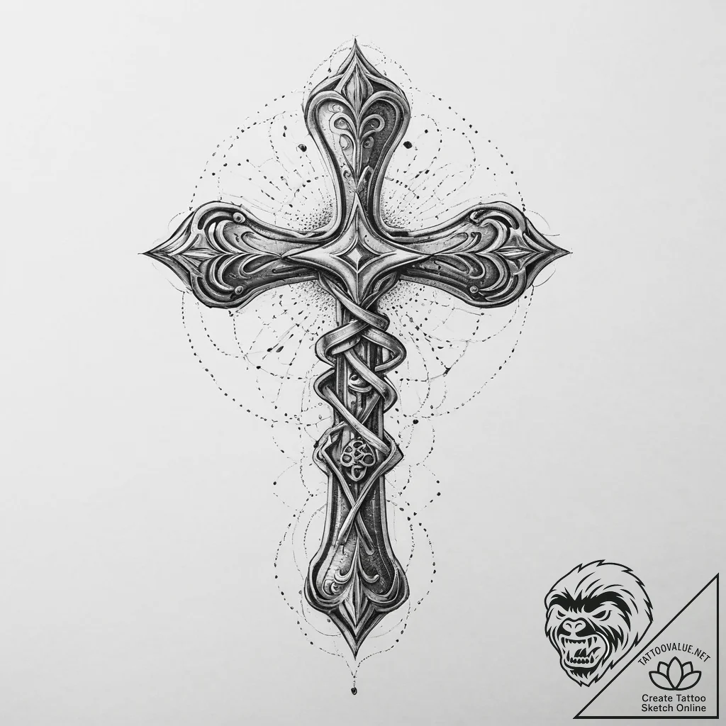 Ankh, concept art for tattoo, soft whip shadi... - tattoo sketch (№1754510604_0, 06.08.2025 20:03) — tattoovalue.net