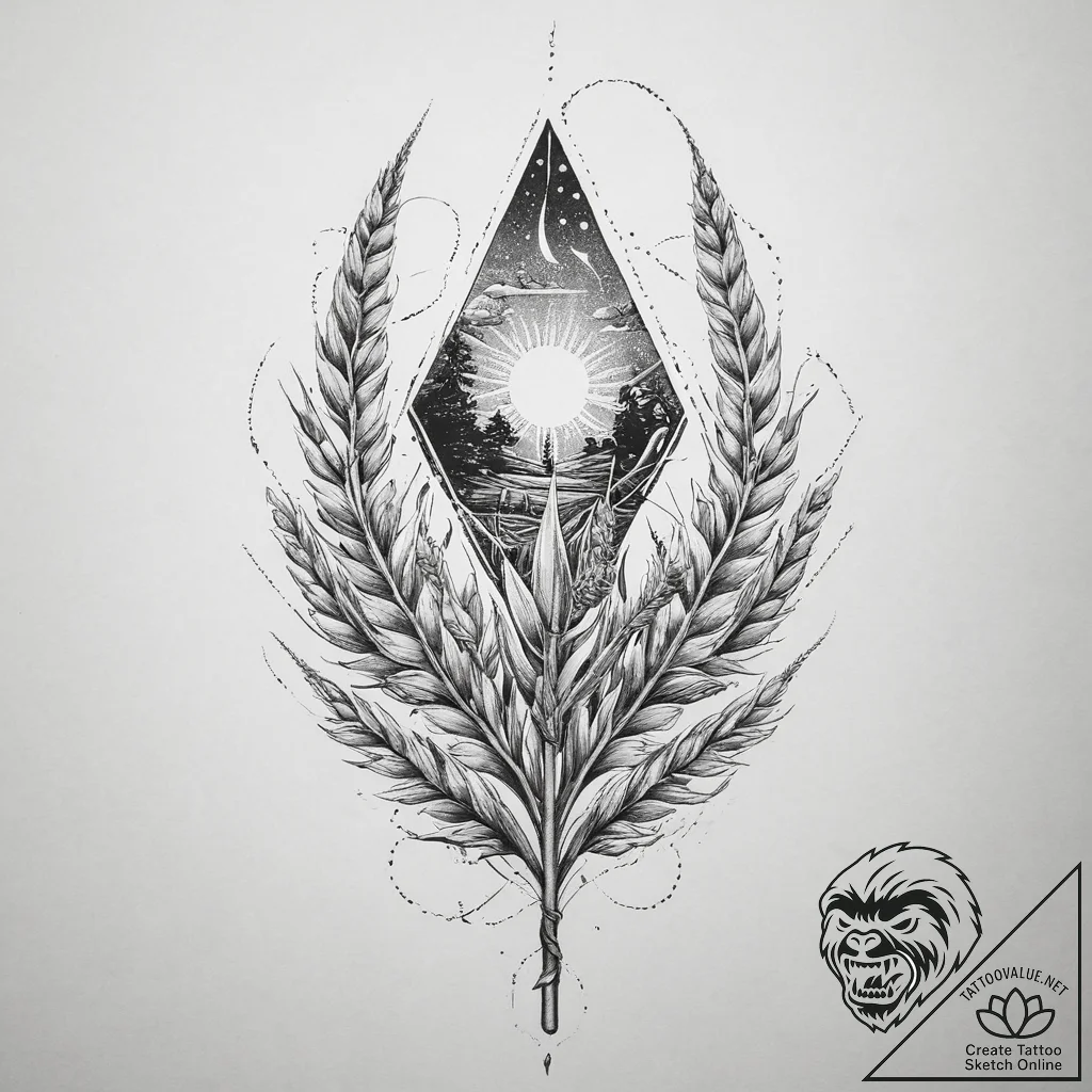 Tattoo sketch: an ornamental design featuring... - tattoo sketch (№1754510807_0, 06.08.2025 20:06) — tattoovalue.net