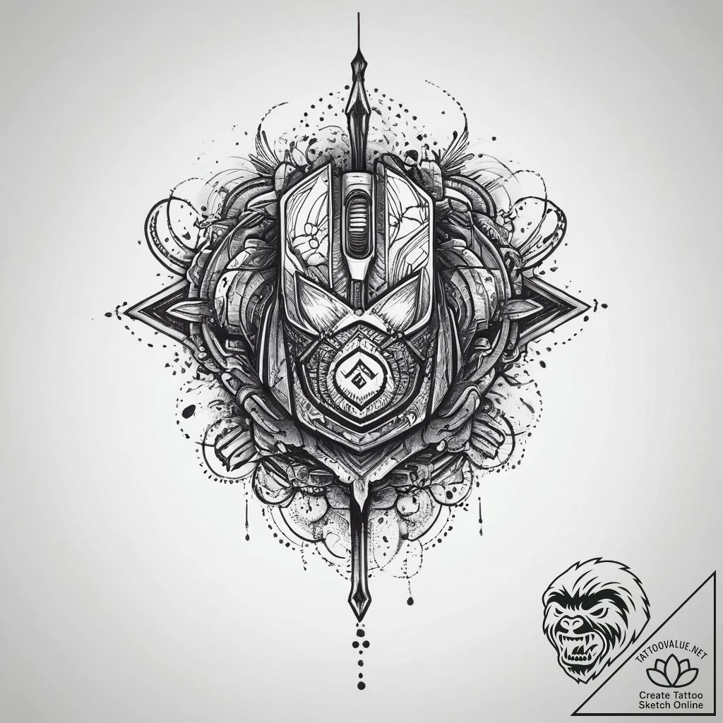 Tattoo design a gamer's hand on a mouse with... - tattoo sketch (№1754511012_0, 06.08.2025 20:10) — tattoovalue.net