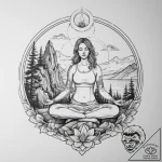 A serene photo of a yoga instructor meditatin… – tattoo sketch (№1754511215_0, 06.08.2025 20:13) — tattoovalue.net